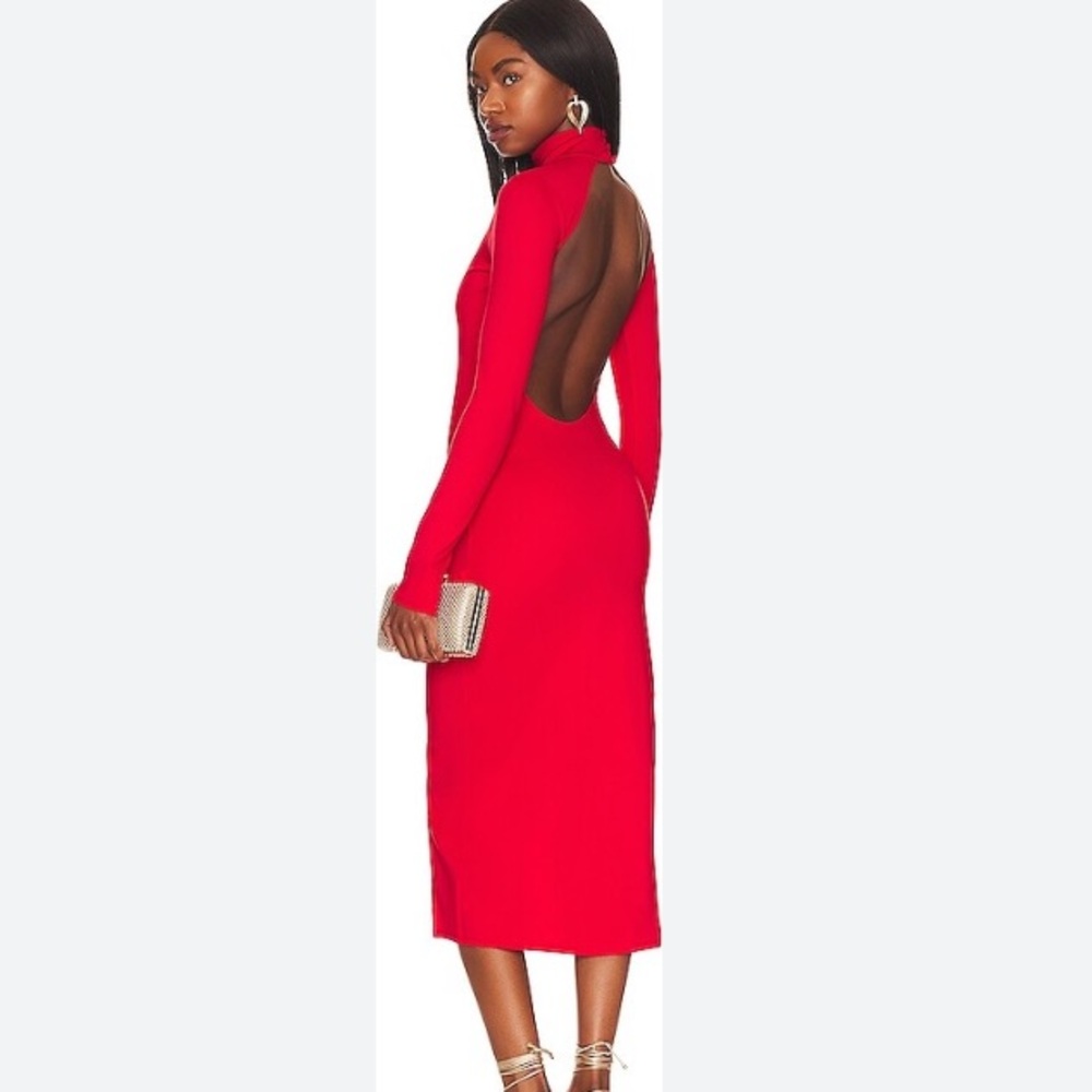 Lovers and Friends Andie midi bodycon red dress size Medium NEW open back